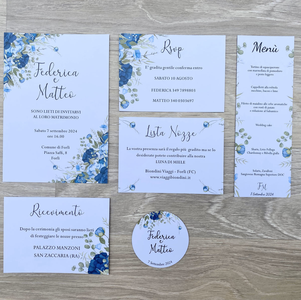 Partecipazione Matrimonio Coordinato PEONIA BLU