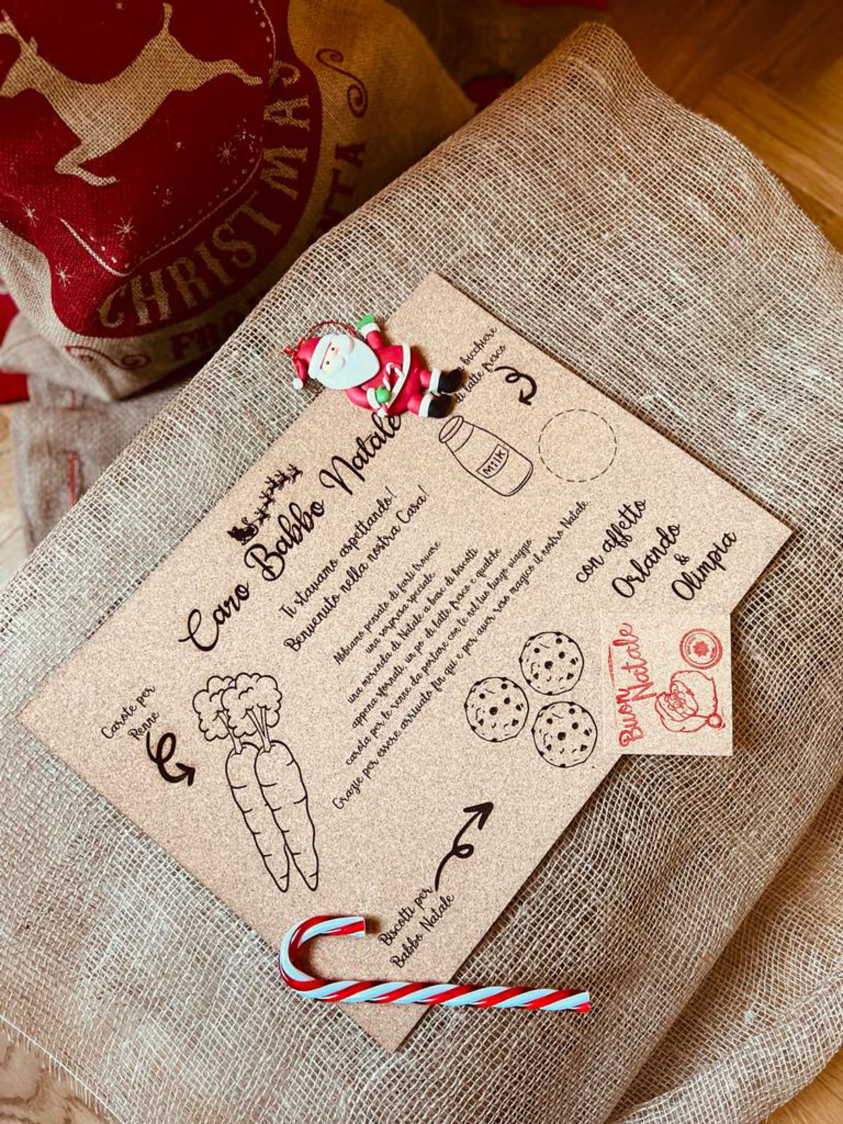 Tovaglietta di Natale in sughero personalizzata per Babbo Natale