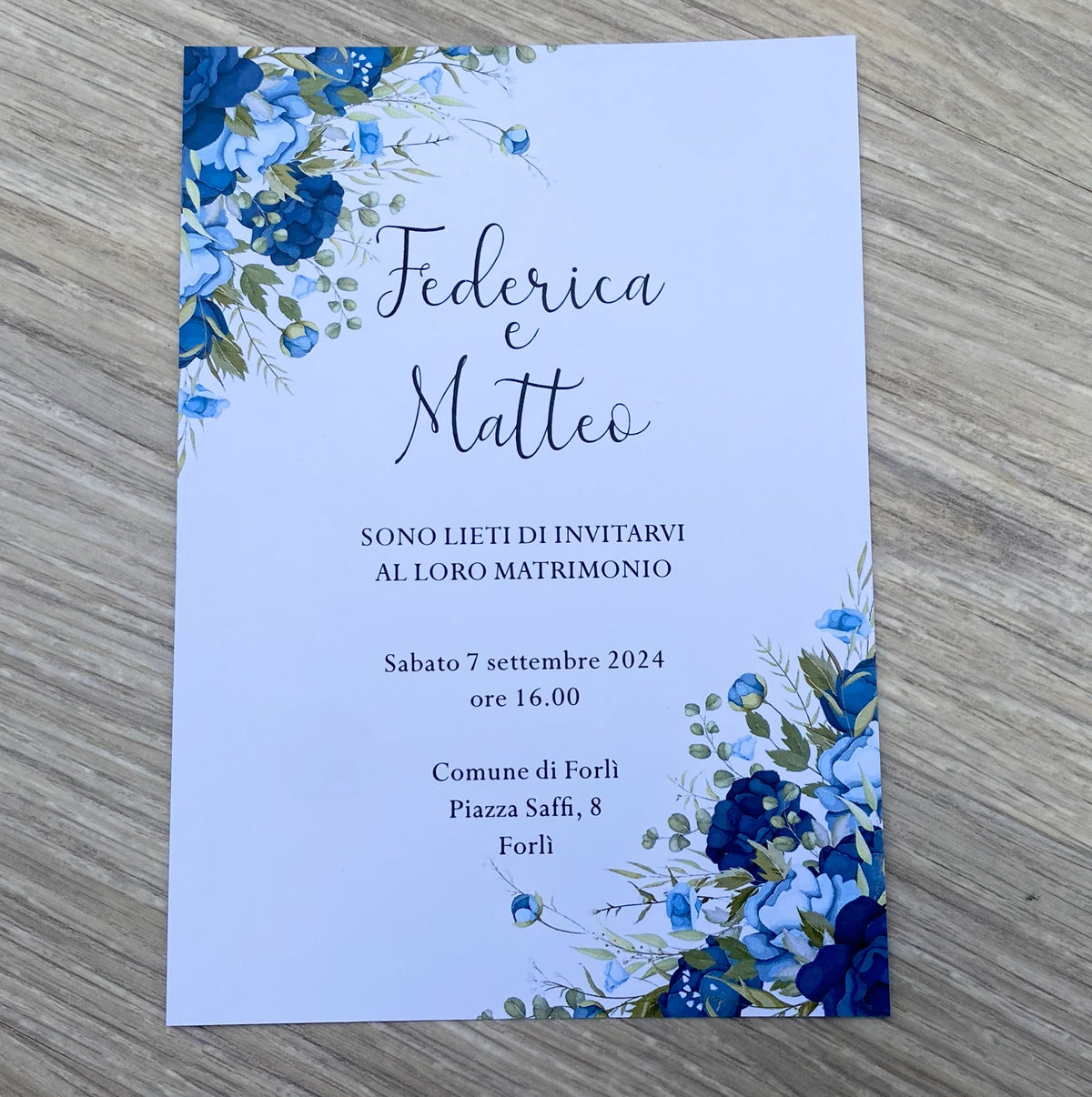 Partecipazione Matrimonio Coordinato PEONIA BLU