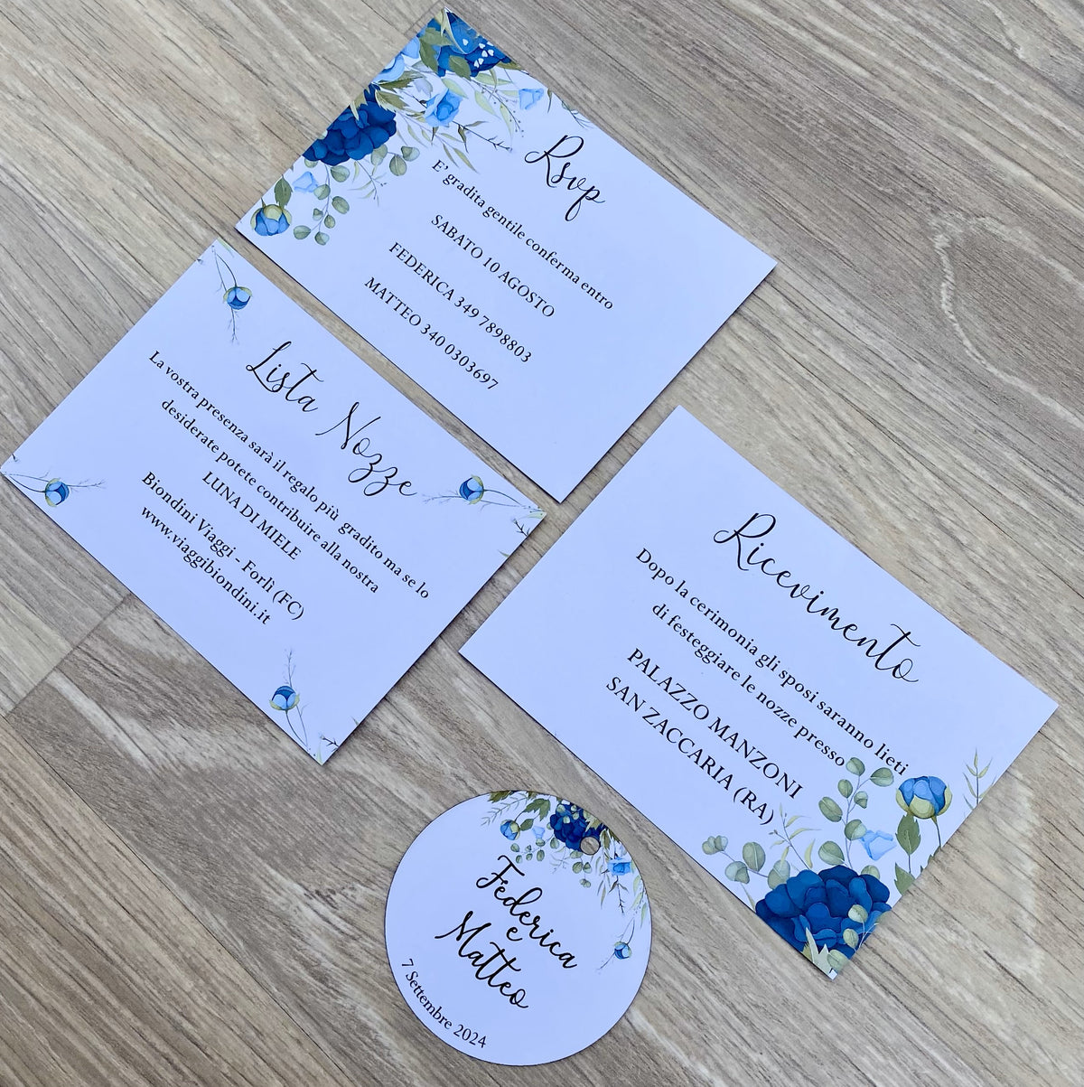 Partecipazione Matrimonio Coordinato PEONIA BLU