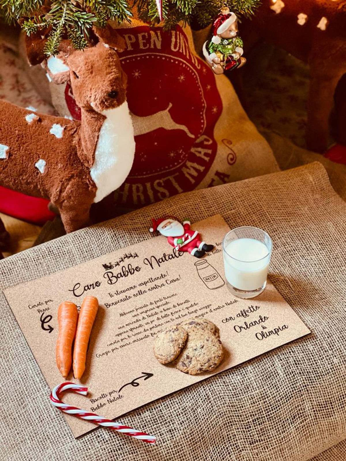 Tovaglietta di Natale in sughero personalizzata per Babbo Natale