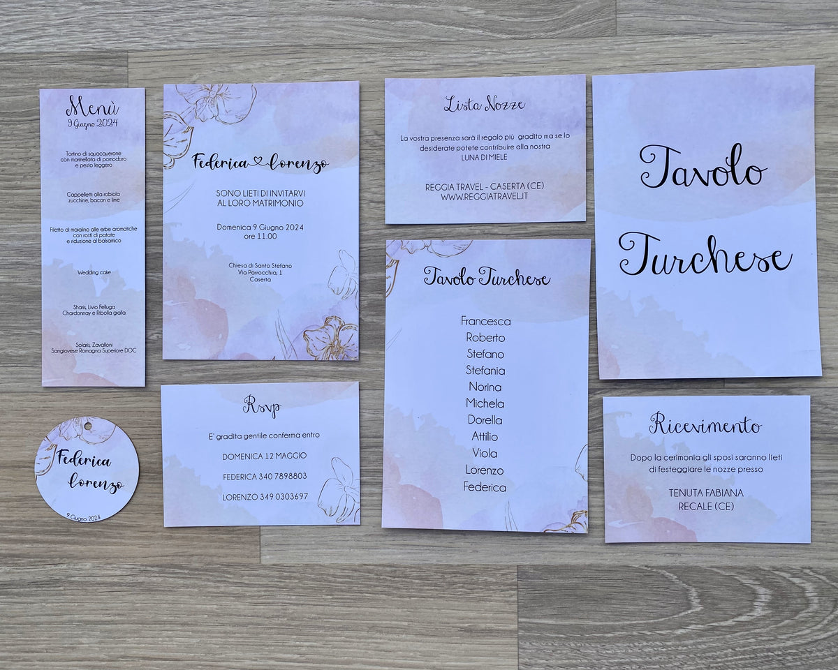 Partecipazione Matrimonio Coordinato  LINE VIOLET