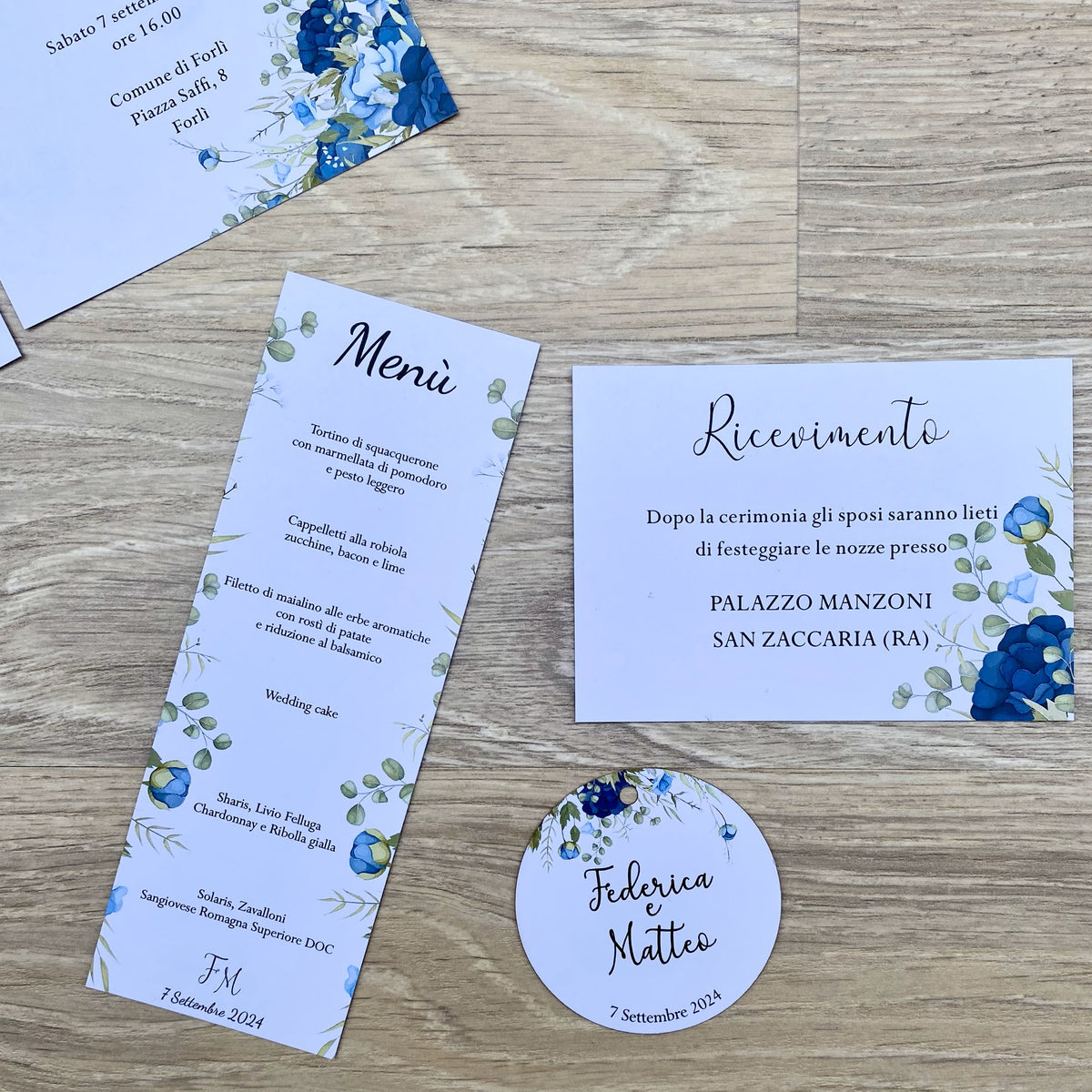 Partecipazione Matrimonio Coordinato PEONIA BLU