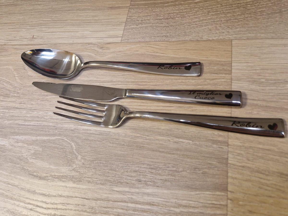 Set Posate in Acciaio Inox Premium da personalizzare con testo