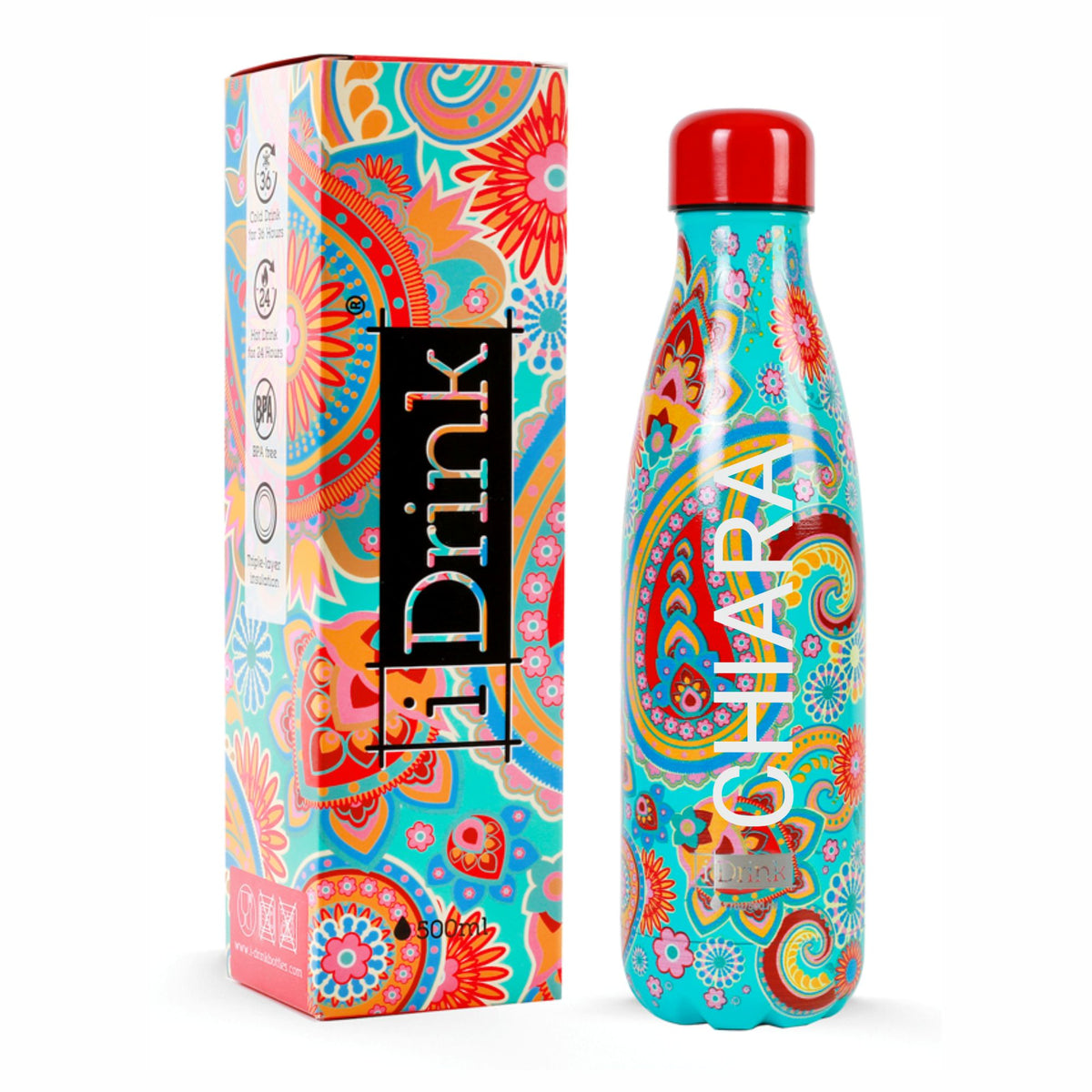 I-DRINK Borraccia termica Personalizzabile PAISLEY 500ml