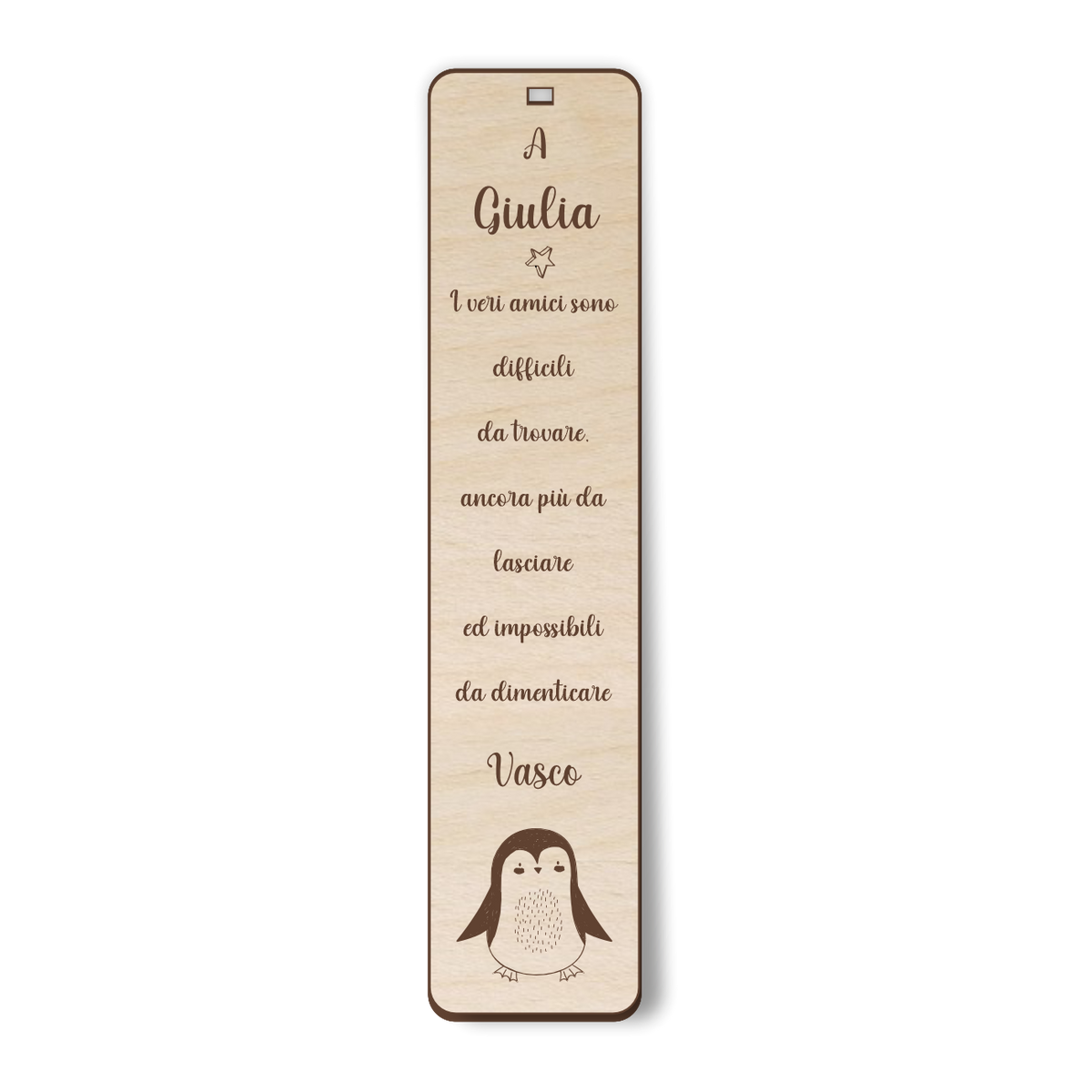 Segnalibro di Legno Penguin da Personalizzare