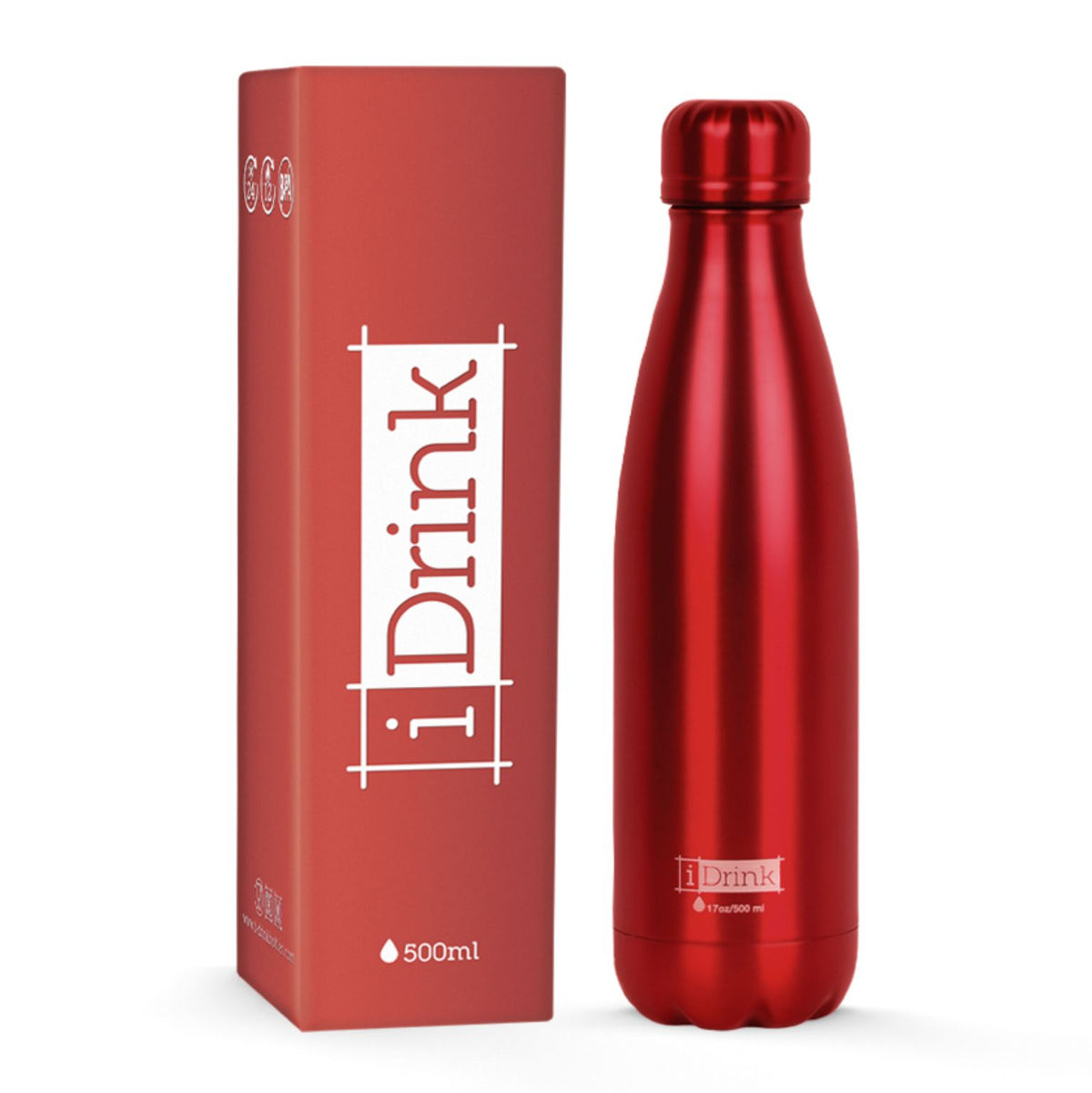 I-Drink Borraccia termica Personalizzabile ROSSO DARK metallizzato 500ml