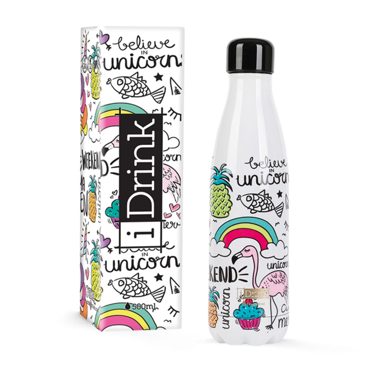 I-Drink Borraccia termica Personalizzabile UNICORN (350ml,500ml,750ml,1000ml)